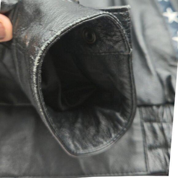 American Leather Jacket Men 2XL Multicolor USA Flag Eagle Bomber Biker Oversized - Picture 6 of 16